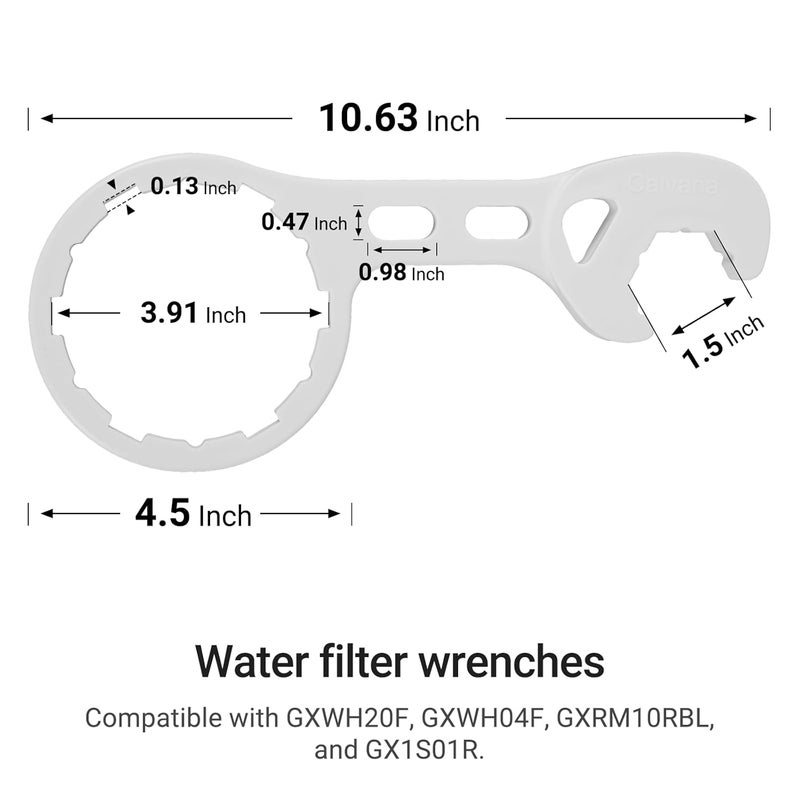 Calvana 2 Water Filter Wrenches with 6 Durable Rubber O-Rings, Compatible with GE Water Systems GXWH20F, GXWH04F, GXRM10RBL, GX1S01R, Quick Installation & Removal Tool, White - Image 2